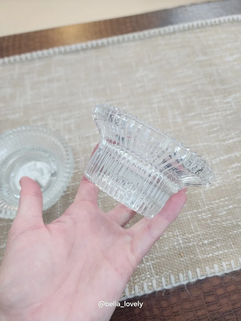 Set Of 2 Crystal Candle Holder - Ribbed Design